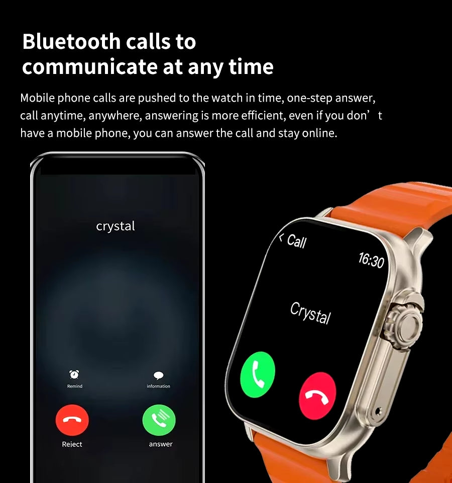 T900 Ultra Smartwatch - Bluetooth Calling, Message Alerts, Heart Rate Monitor & Sports Features for Android & iOS - Perfect for Men & Women
