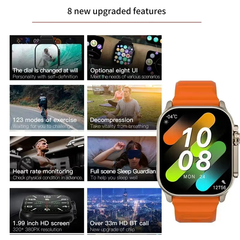 T900 Ultra Smartwatch - Bluetooth Calling, Message Alerts, Heart Rate Monitor & Sports Features for Android & iOS - Perfect for Men & Women