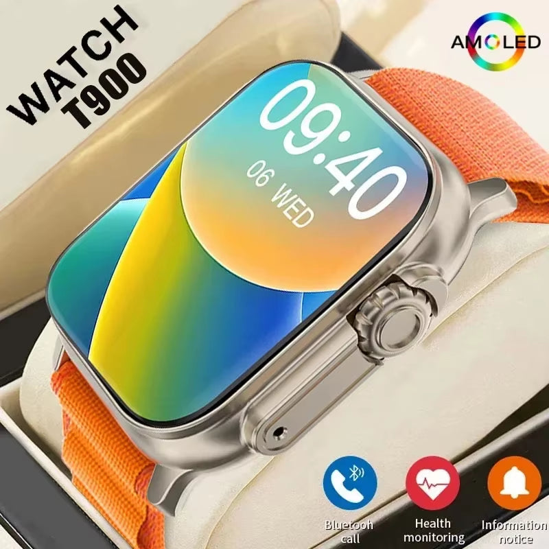 T900 Ultra Smartwatch - Bluetooth Calling, Message Alerts, Heart Rate Monitor & Sports Features for Android & iOS - Perfect for Men & Women